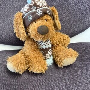 Hugfun St Jude‎ Plush Brown Puppy Dog Colby Winter Holiday Hat Scarf 14"